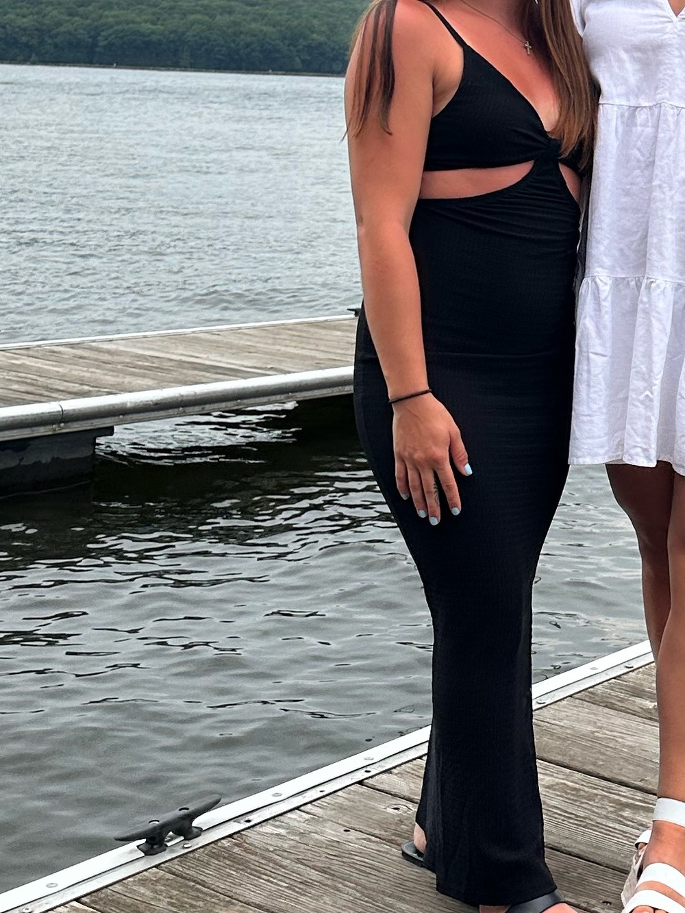 Black Cutout Maxi Dress with Spaghetti Straps